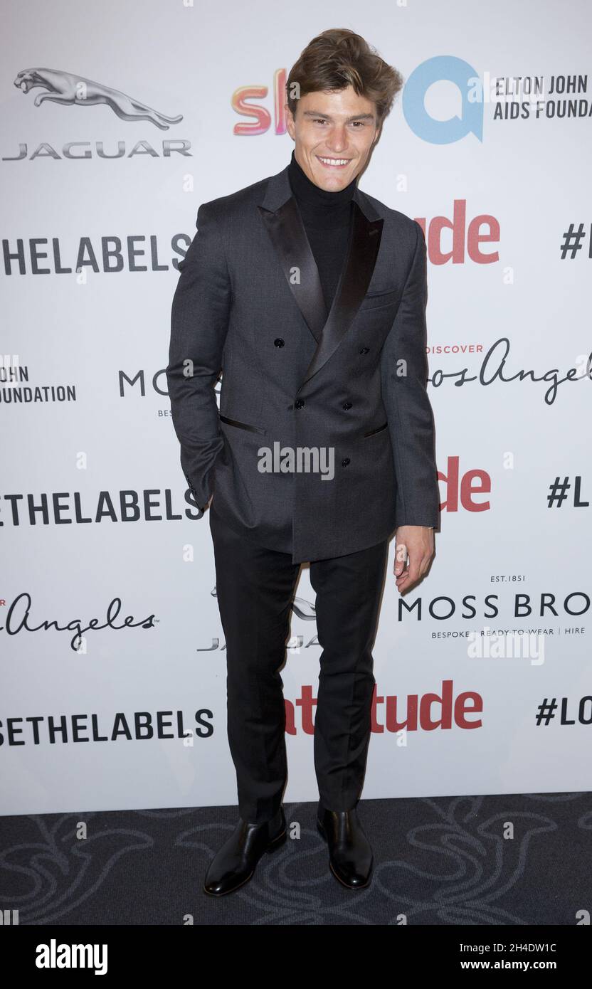 Oliver Cheshire  attends the 2016 Attitude Awards in association with Virgin Holidays, at 8 Northumberland Avenue, London. Monday October 10, 2016. Photo credit should read: Isabel Infantes / EMPICS Entertainment. Stock Photo