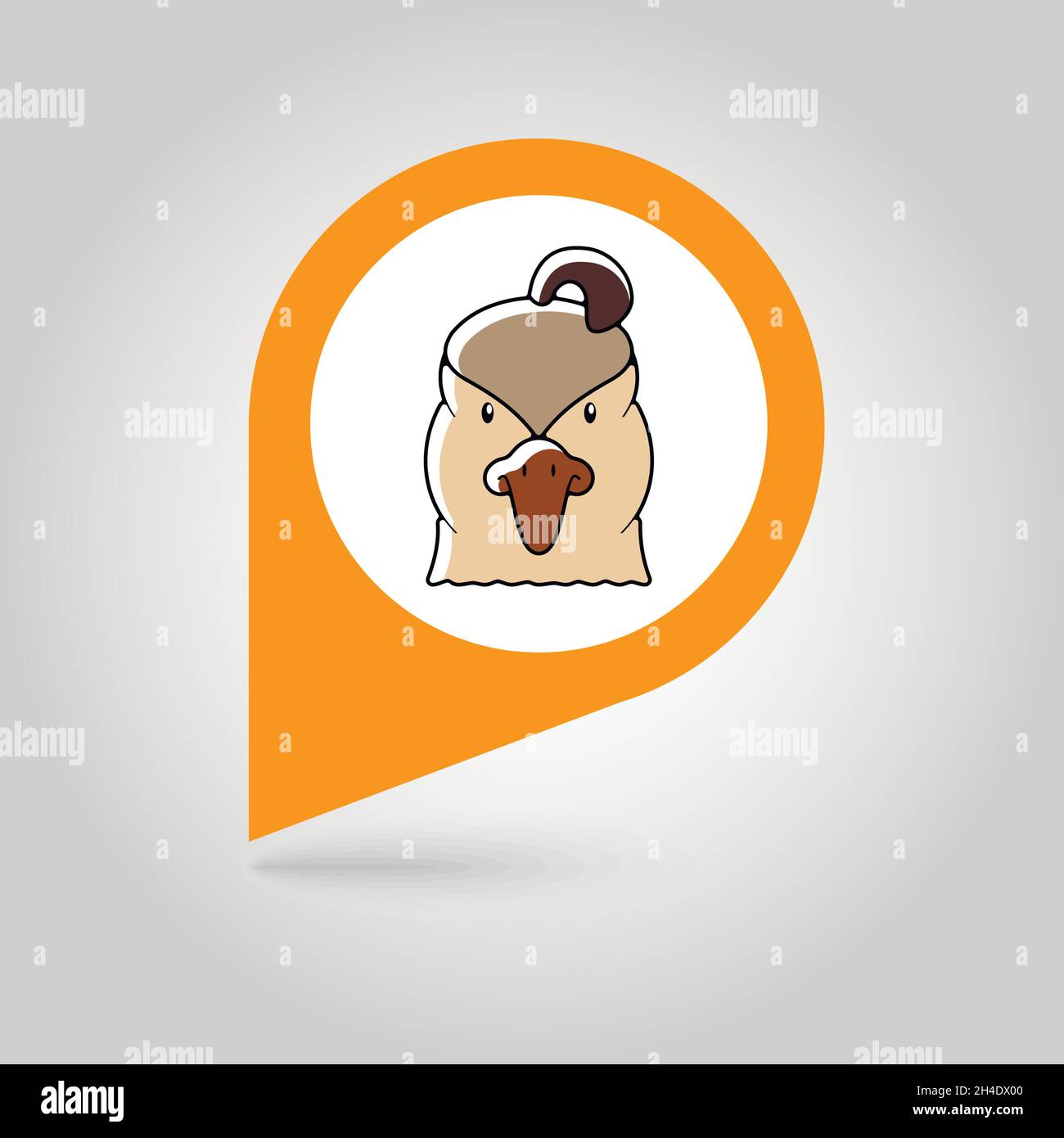 Quail flat pin map icon. Map pointer. Map markers. Animal head vector ...