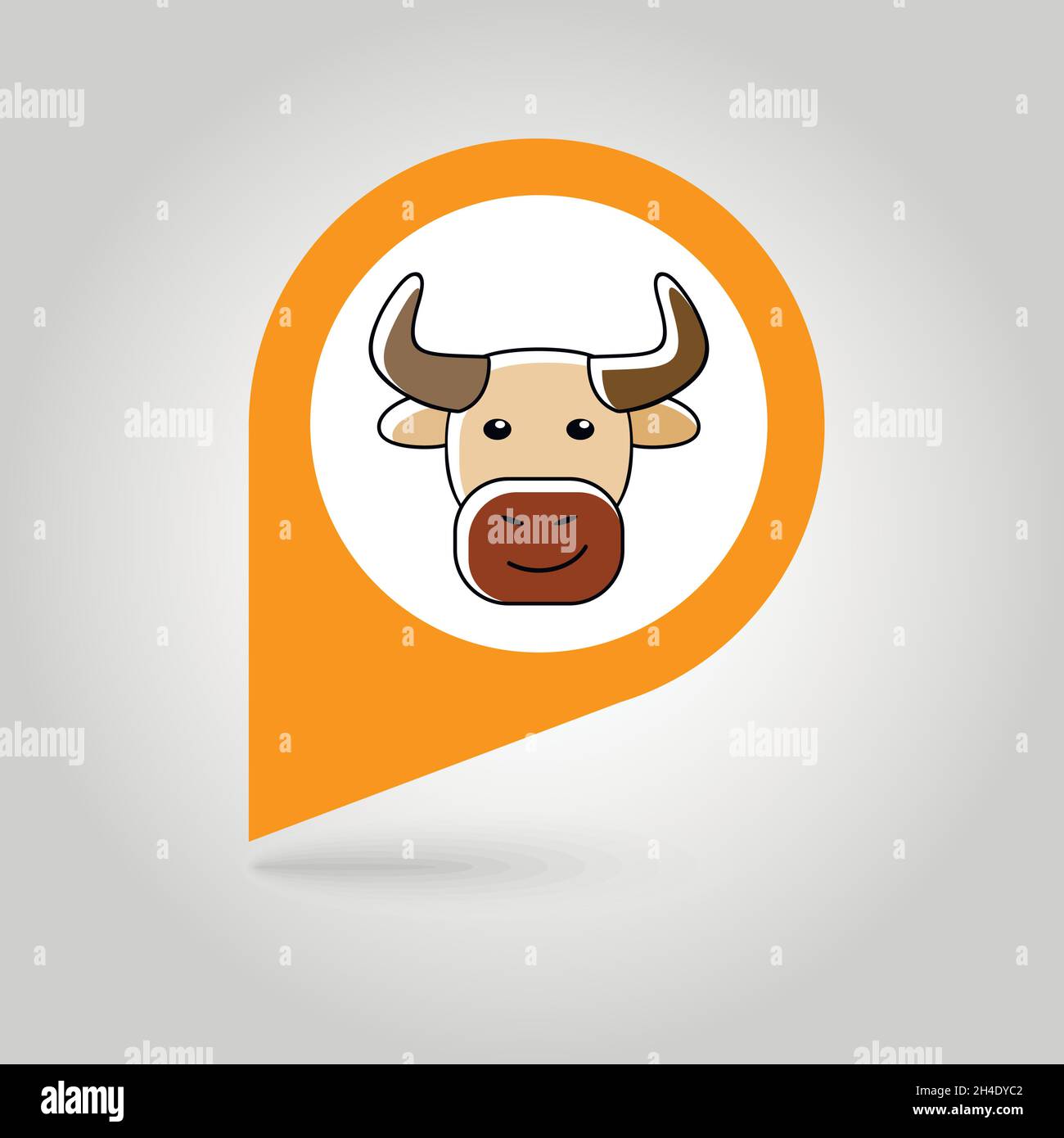 Bull flat pin map icon. Map pointer. Map markers. Animal head vector ...