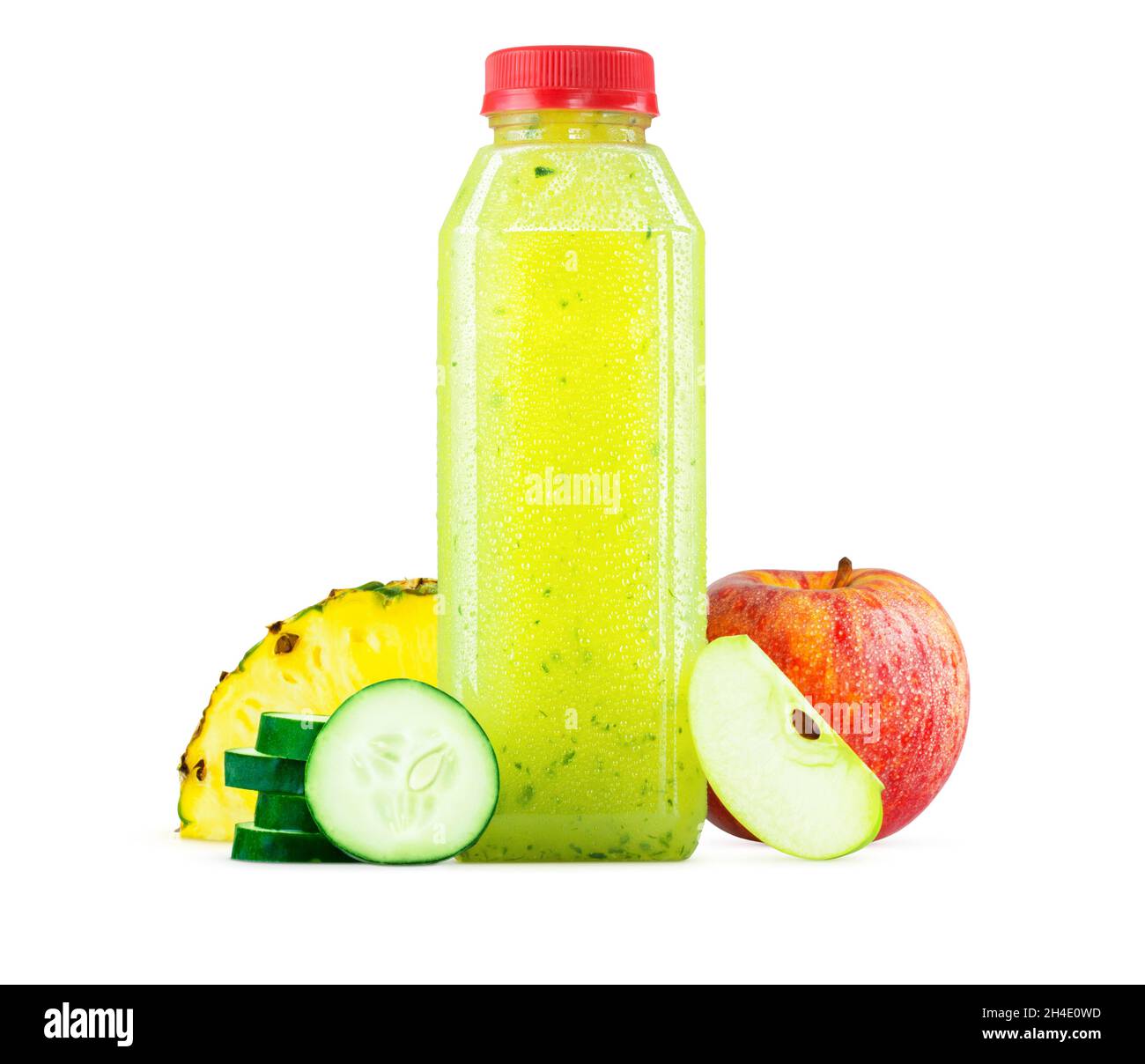 Freshly Squeezed Apple Cucumber Pineapple Juice in a Generic Plastic