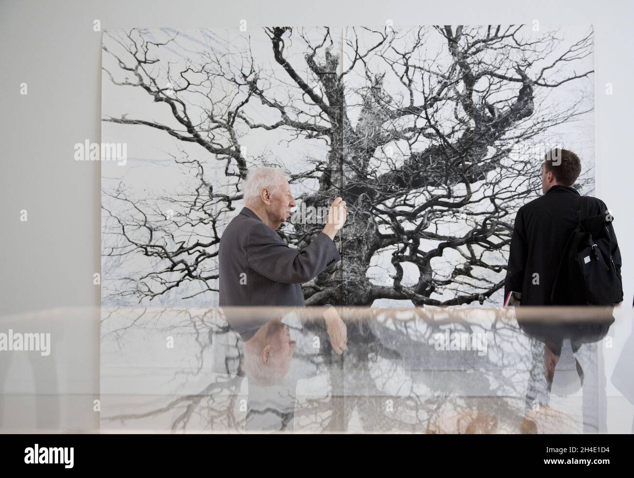Visitors during the press view of Tacita Dean's exhibition LANDSCAPE as part of the launch of the new Royal Academy of Arts following a transformational redevelopment, designed by Sir David Chipperfield RA and supported by the National Lottery. Picture dated: Monday May 14, 2018. Photo credit should read: Isabel Infantes / EMPICS Entertainment. Stock Photo