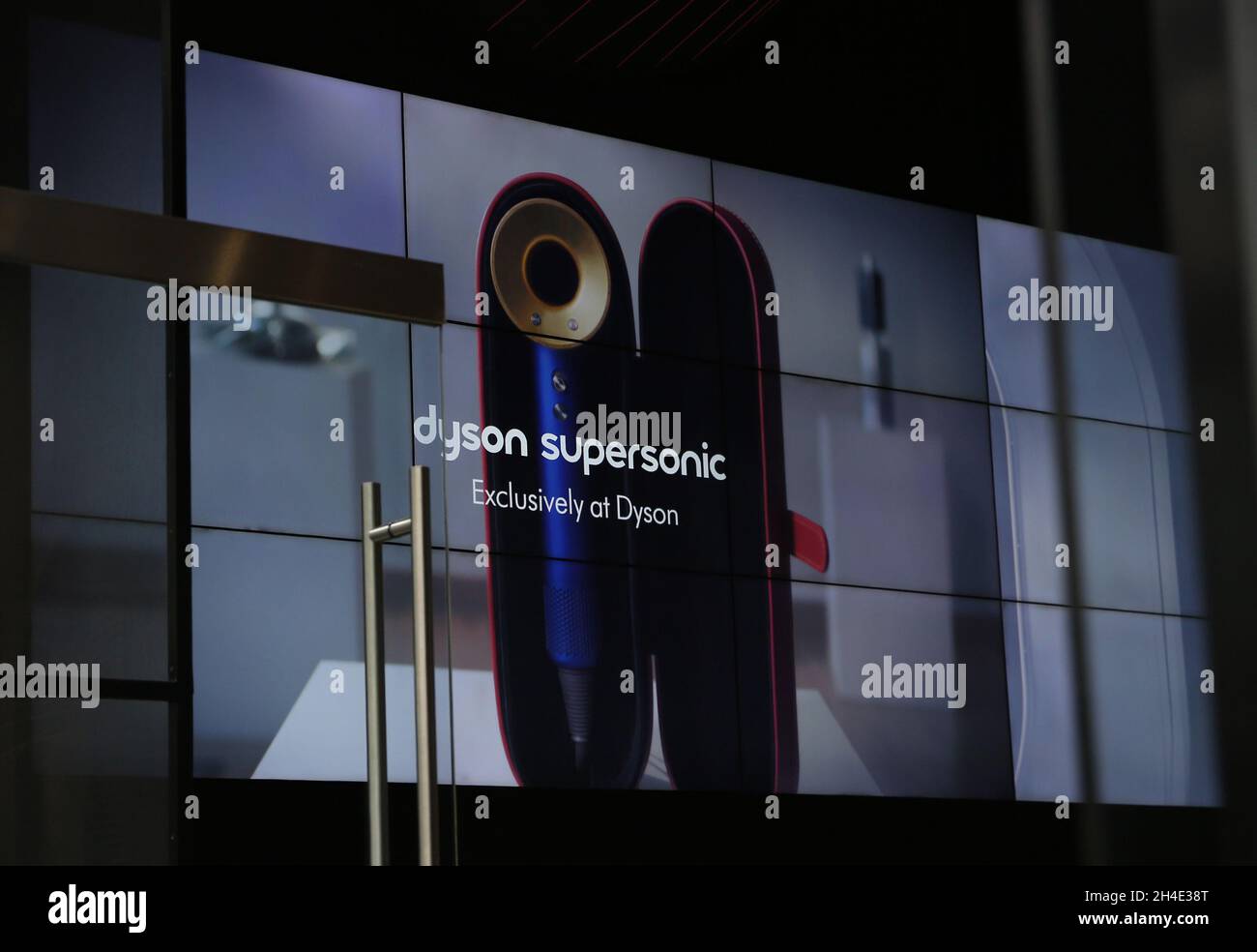 An advert is screened at the Dyson Demo shop in Oxford Street, London, as  the company has announced that it is moving its headquarters to Singapore,  from Malmesbury in Wiltshire. Picture dated: