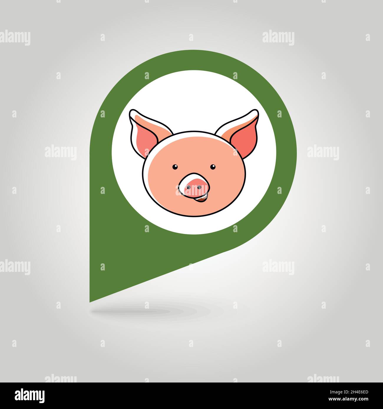 Pig flat pin map icon. Map pointer. Map markers. Animal head vector ...