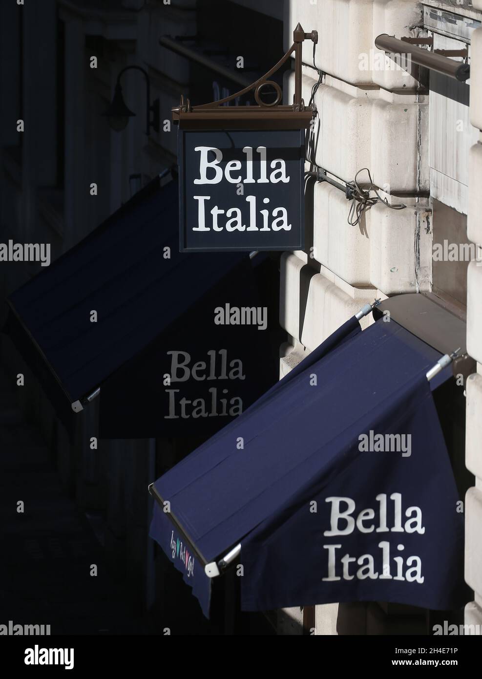 A shop sign for Bella Italia restaurant in London. Issue dated: Thursday January 30, 2020. Photo credit should read: Isabel Infantes/EMPICS Entertainment. Stock Photo