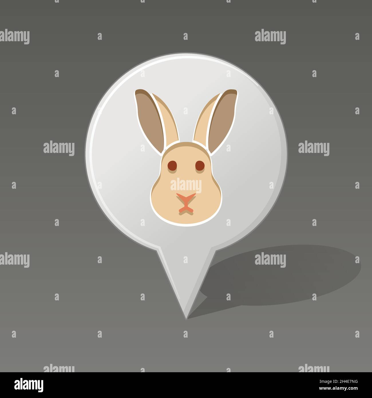 Rabbit pin map icon. Map pointer. Map markers. Animal head vector ...
