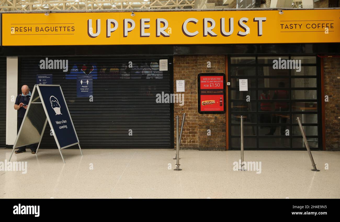 A Upper Crust in Charing Cross Station, London as SSP, the company behind railway station and airport chains, is reportedly planning to make more than half of its UK workforce redundant. Picture date: Friday July 3, 2020. Stock Photo