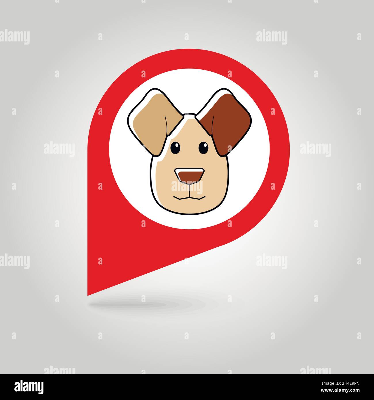 Dog flat pin map icon. Map pointer. Map markers. Animal head vector ...