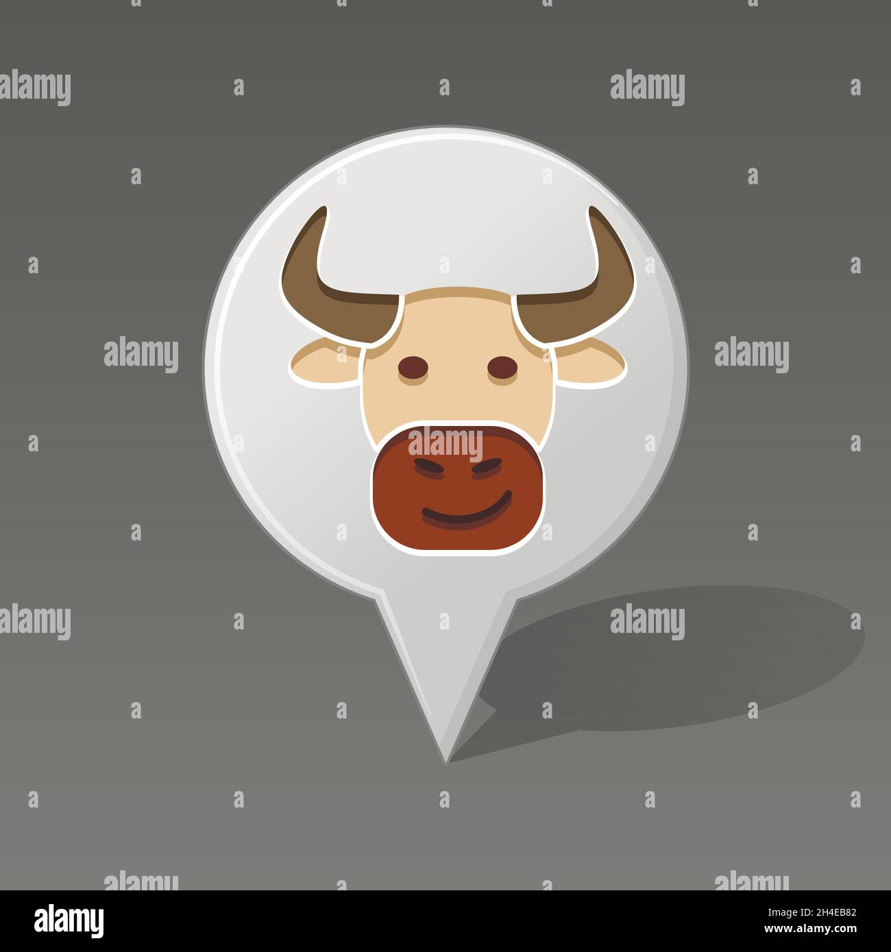 Bull pin map icon. Map pointer. Map markers. Animal head vector ...