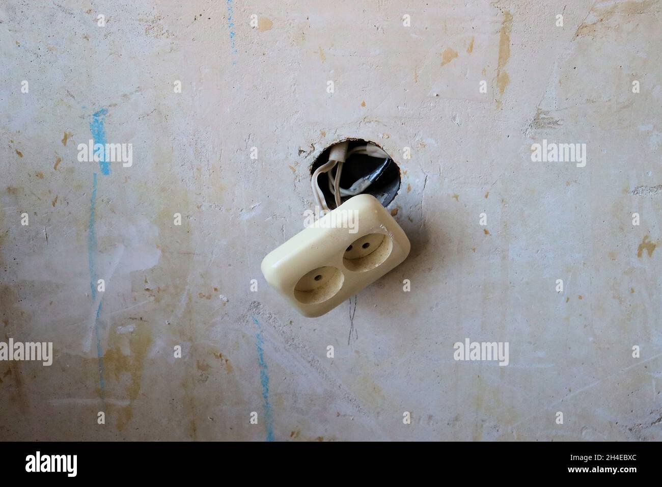 Repair of walls in the house, replacement of wiring and sockets Stock