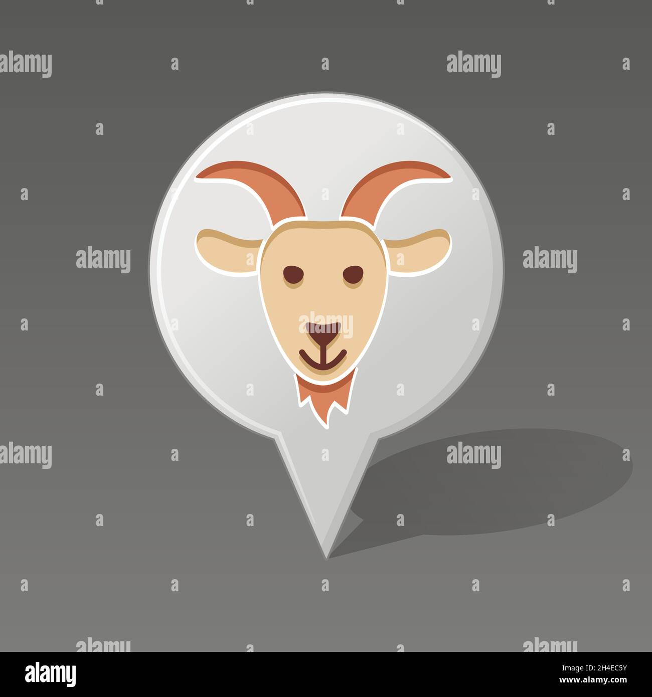 Goat pin map icon. Map pointer. Map markers. Animal head vector illustration, eps 10 Stock Vector