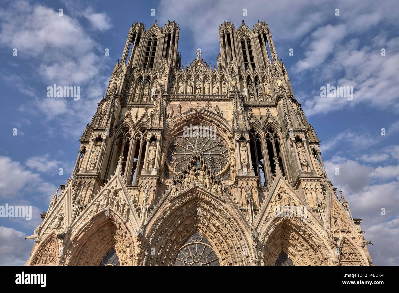Cathedral of Reims. Main Facade. Reims. France. Stock Photo