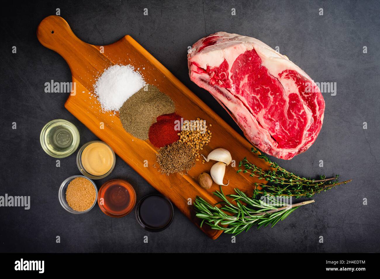 Standing Prime Rib Roast Ingredients Uncooked beef rib roast with