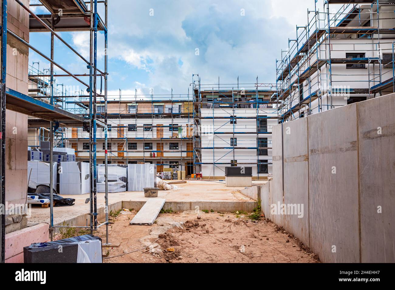 Residential construction of multi-storey building in Germany Stock Photo
