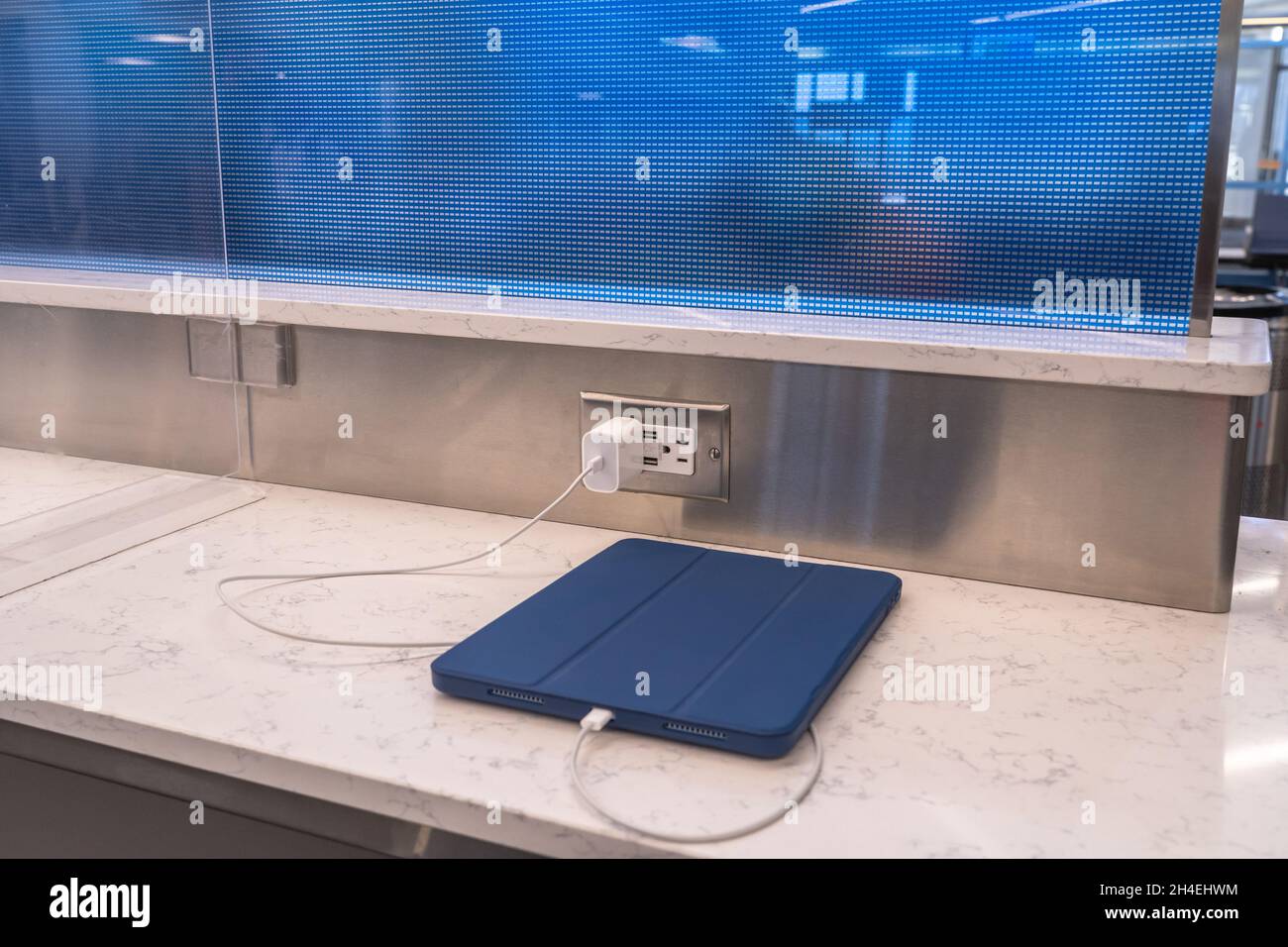 Charging stations at airport terminal at LAX in Los Angeles, California