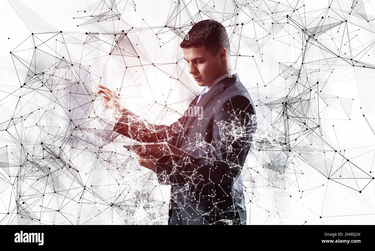 Man in business suit on white background Stock Photo - Alamy