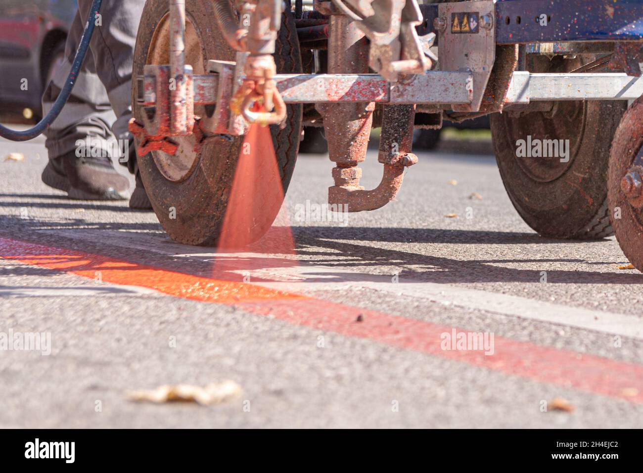 Traffic line painting Stock Photo Alamy