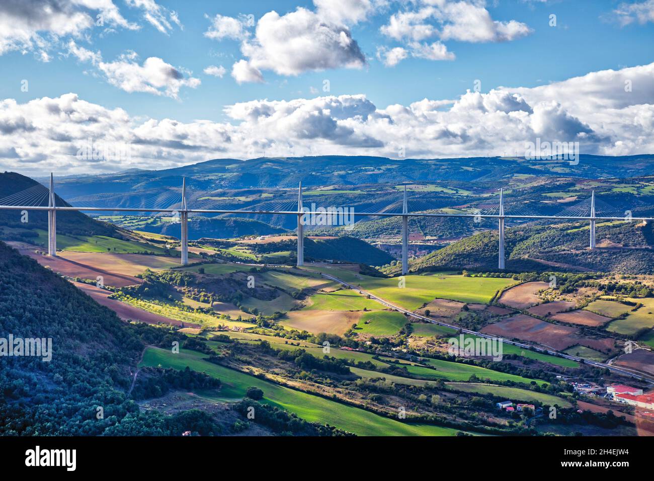 Millau Viaduct multispan cablestayed bridge over Tarn valley in France