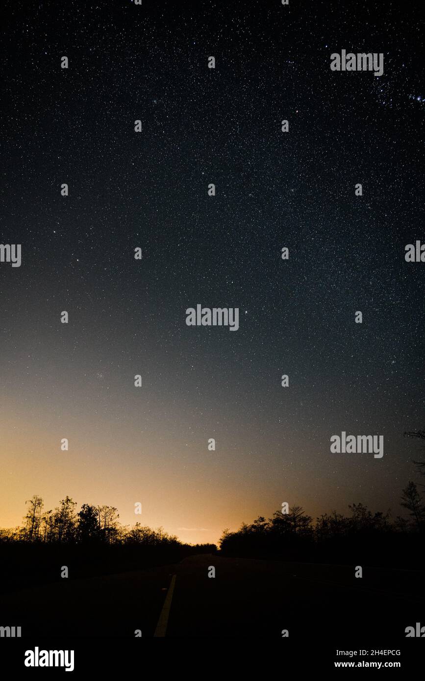 Vertical shot of the starry night sky above a landscape Stock Photo - Alamy