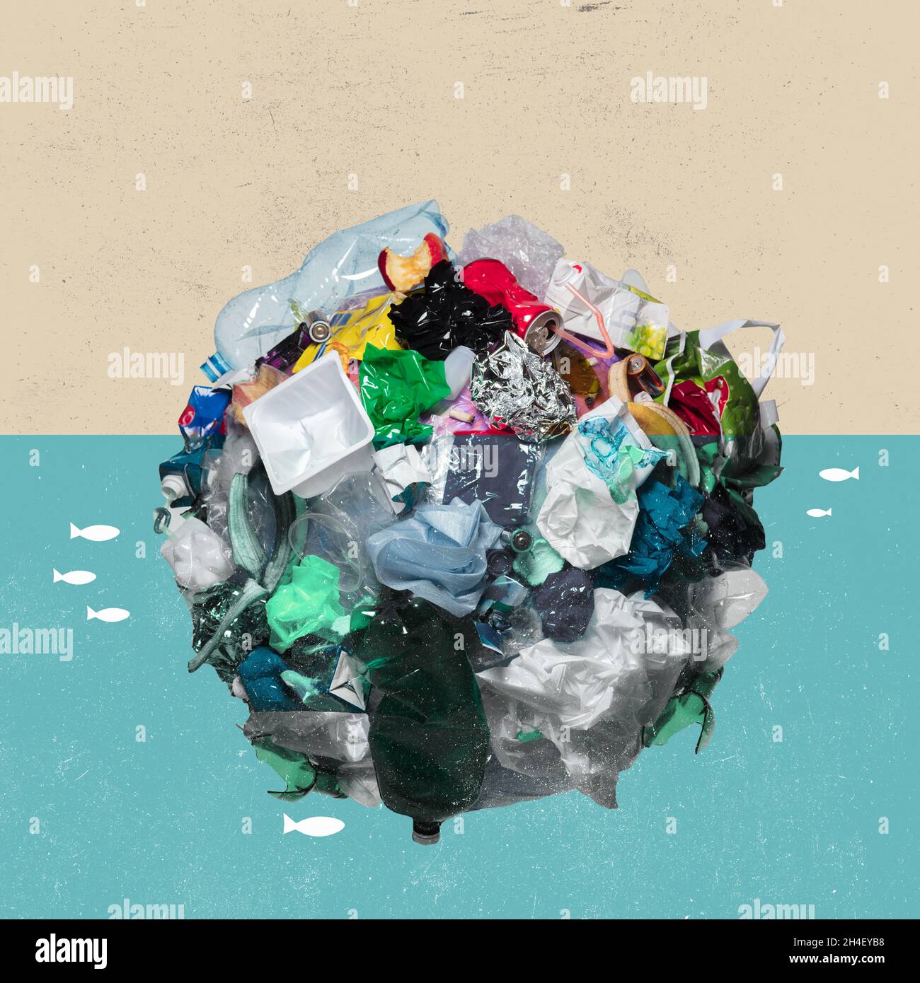 Air and water pollution. Contemporary art collage, modern creative