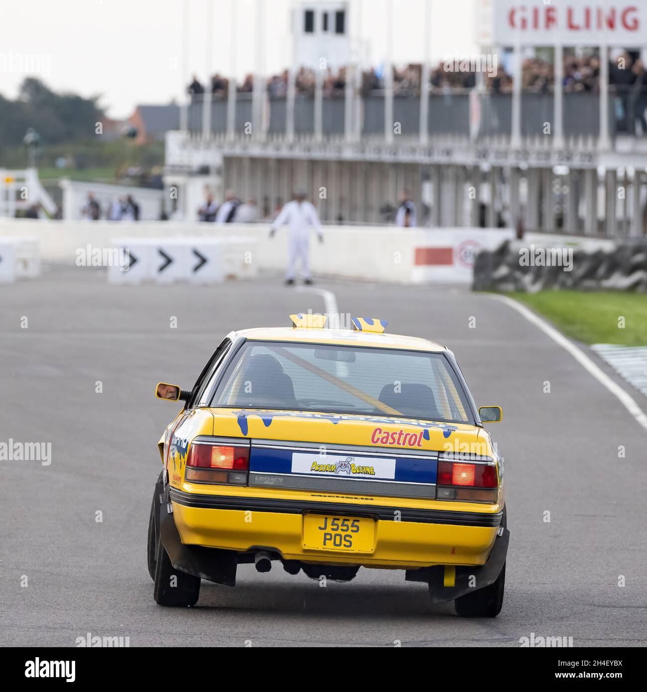 Subaru Legacy RS with driver Martyn Spurrell during the Super Special Stage at Goodwood 78th Members Meeting, Sussex, UK. Stock Photo