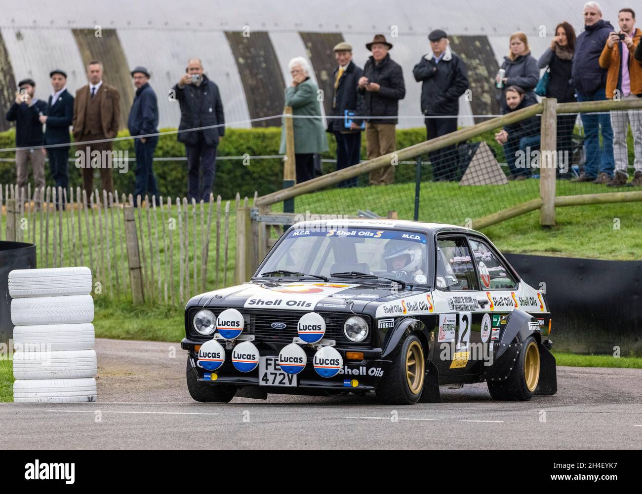 1979 Ford Escort Mk2 with driver Jason Lepley during the Super Special stage at Goodwood 78th Members Meeting, Sussex, UK. Stock Photo