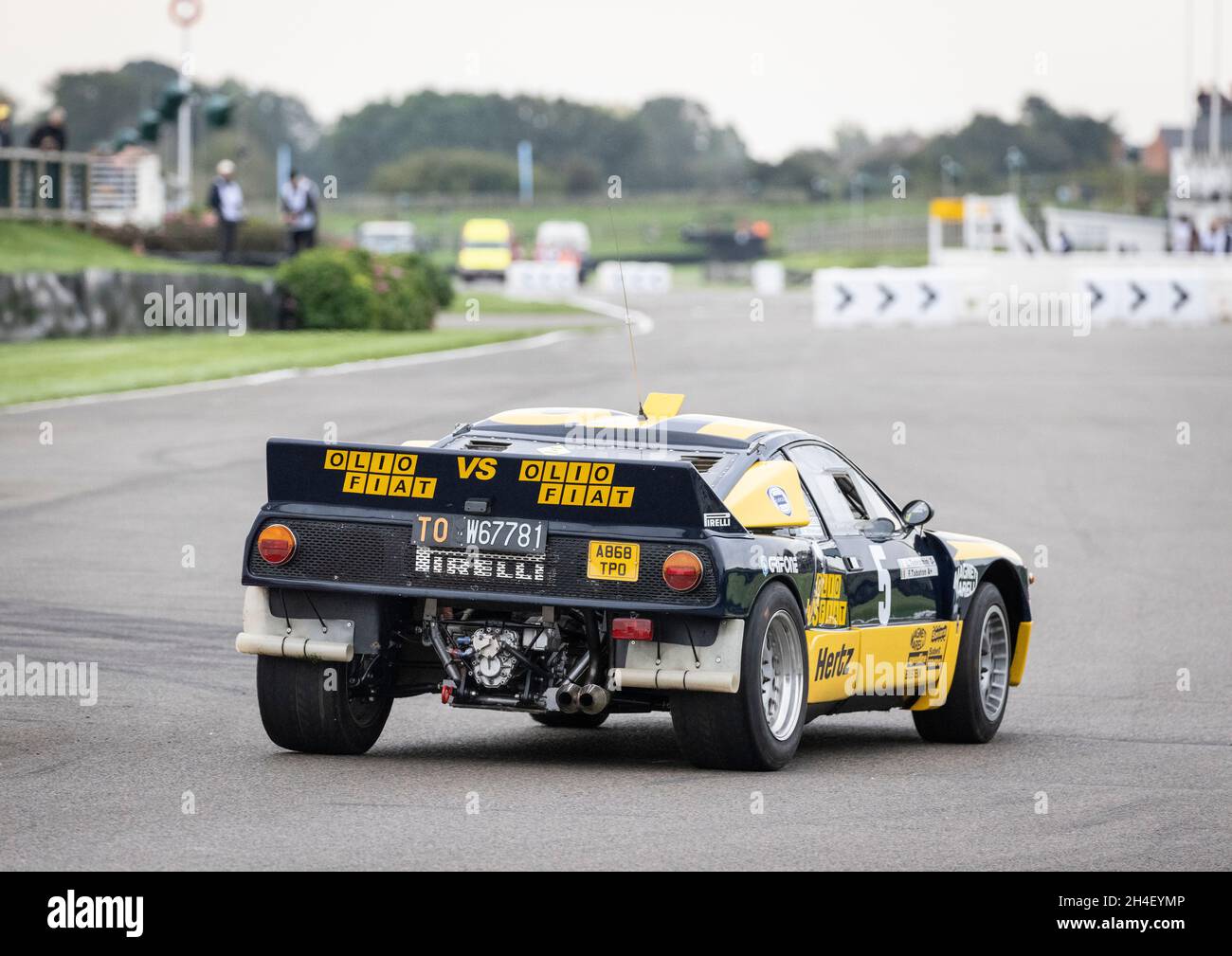 1984 Lancia 037 Evo2 with driver Robert Whitehouse during the Super Special stage at Goodwood 78th Members Meeting, Sussex, UK. Stock Photo