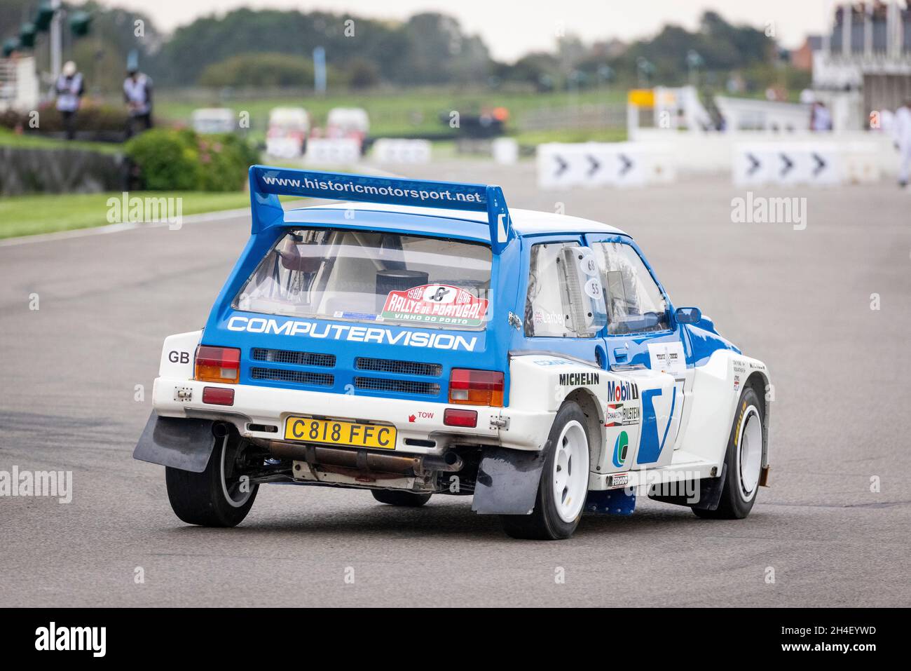 1986 MG Metro 6R4 with driver Stuart Larby during the Super Special stage at the Goodwood 78th Members Meeting, Sussex, UK. Stock Photo
