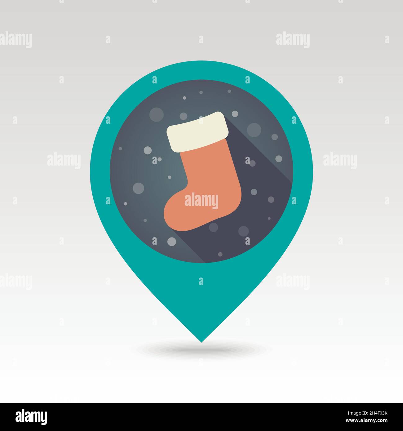 Christmas socks flat pin map icon. Map pointer. Map markers. Vector illustration EPS10 Stock Vector
