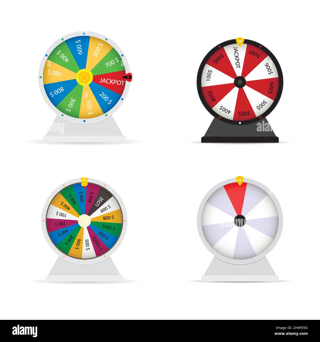 Spinning wheel or game wheel. Turning wheel of luck or lucky money chance  symbol vector illustration Stock Vector