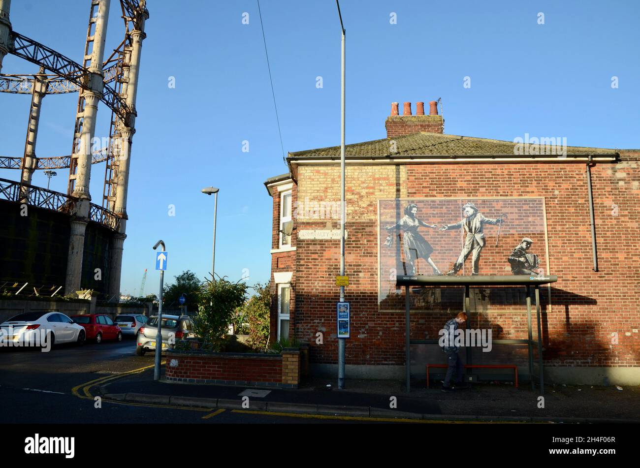 Great British Spraycation; banksy graffiti art on admiralty road great