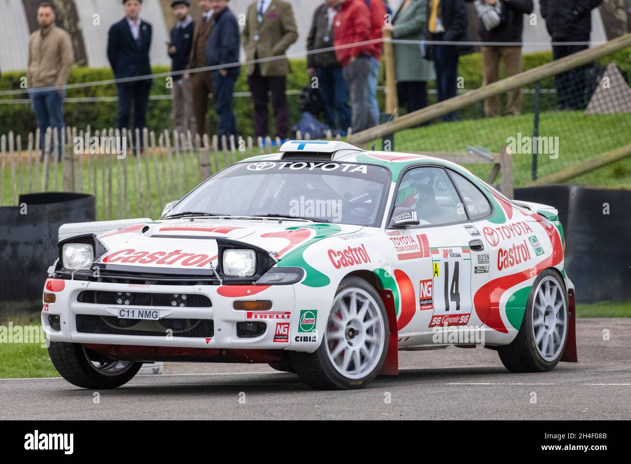 1994 Toyota Celica ST185 with driver Nicky Grist during the Super Special stage at Goodwood 78th Members Meeting, Sussex, UK. Stock Photo