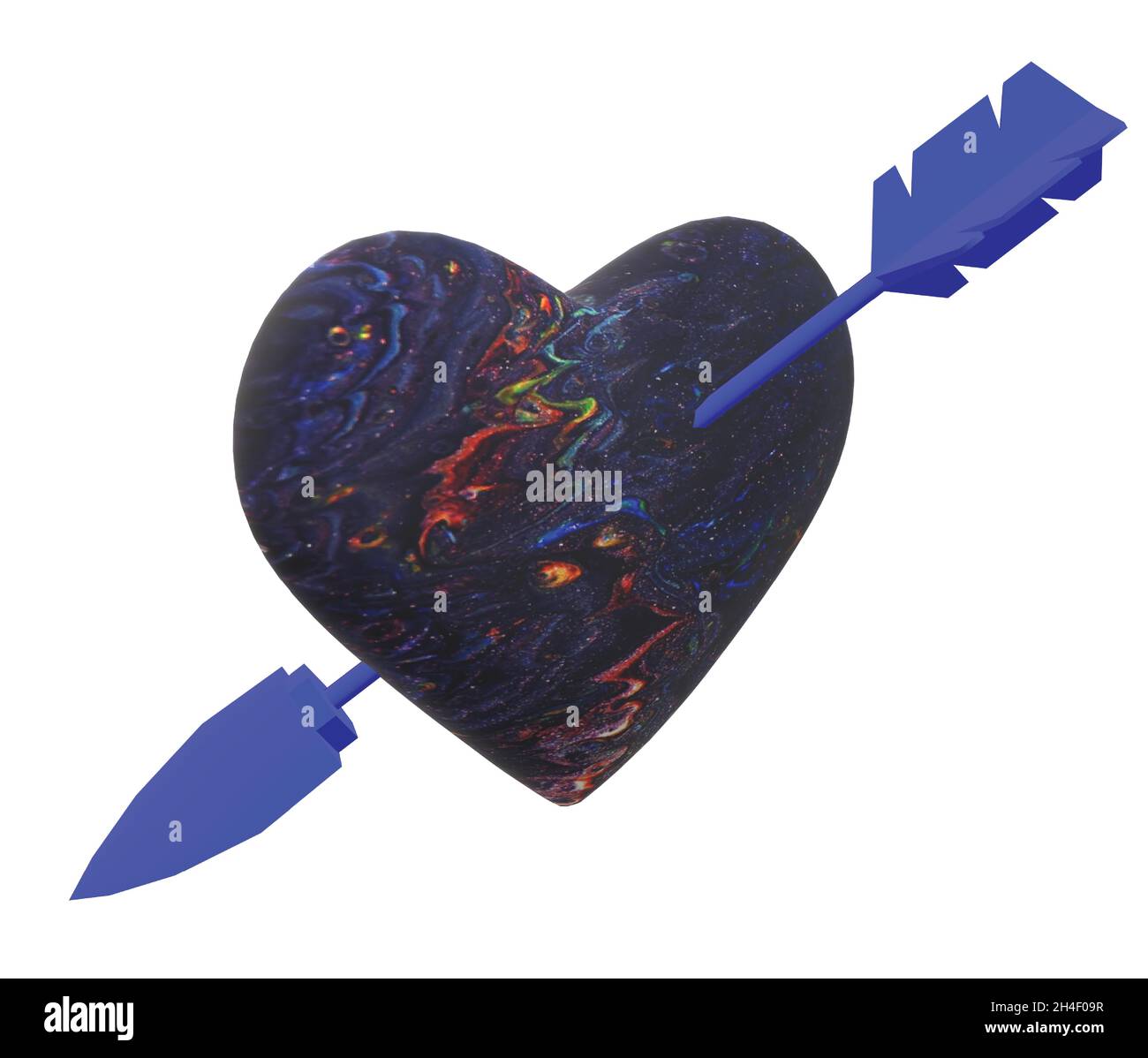 Love Heart Arrow Cupid in Galaxy Pattern Paint Stock Vector