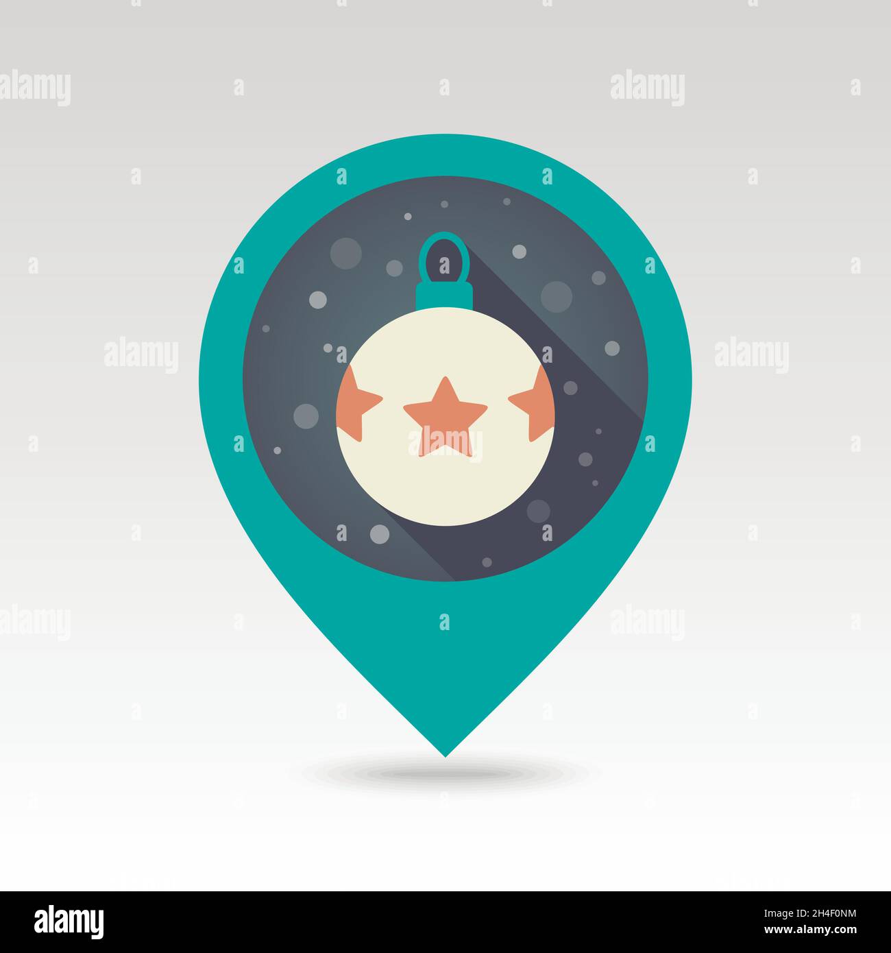 Christmas balls flat pin map icon. Map pointer. Map markers. Vector