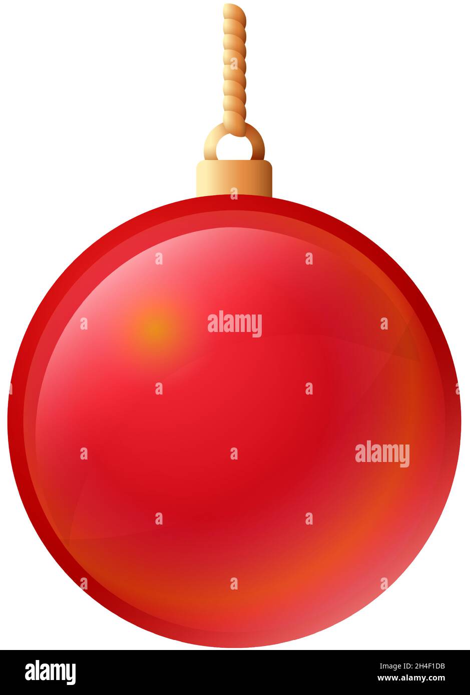 Christmas ball. Red glass sphere. Tree decoration Stock Vector