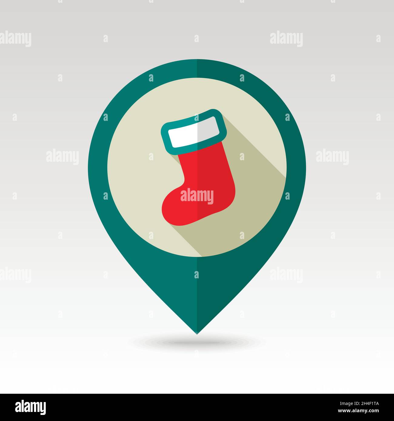 Christmas socks flat pin map icon. Map pointer. Map markers. Vector illustration EPS10 Stock Vector