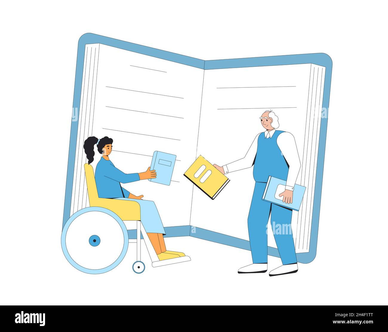 Book swap. Bookcrossing. Club members exchange. People opposite each