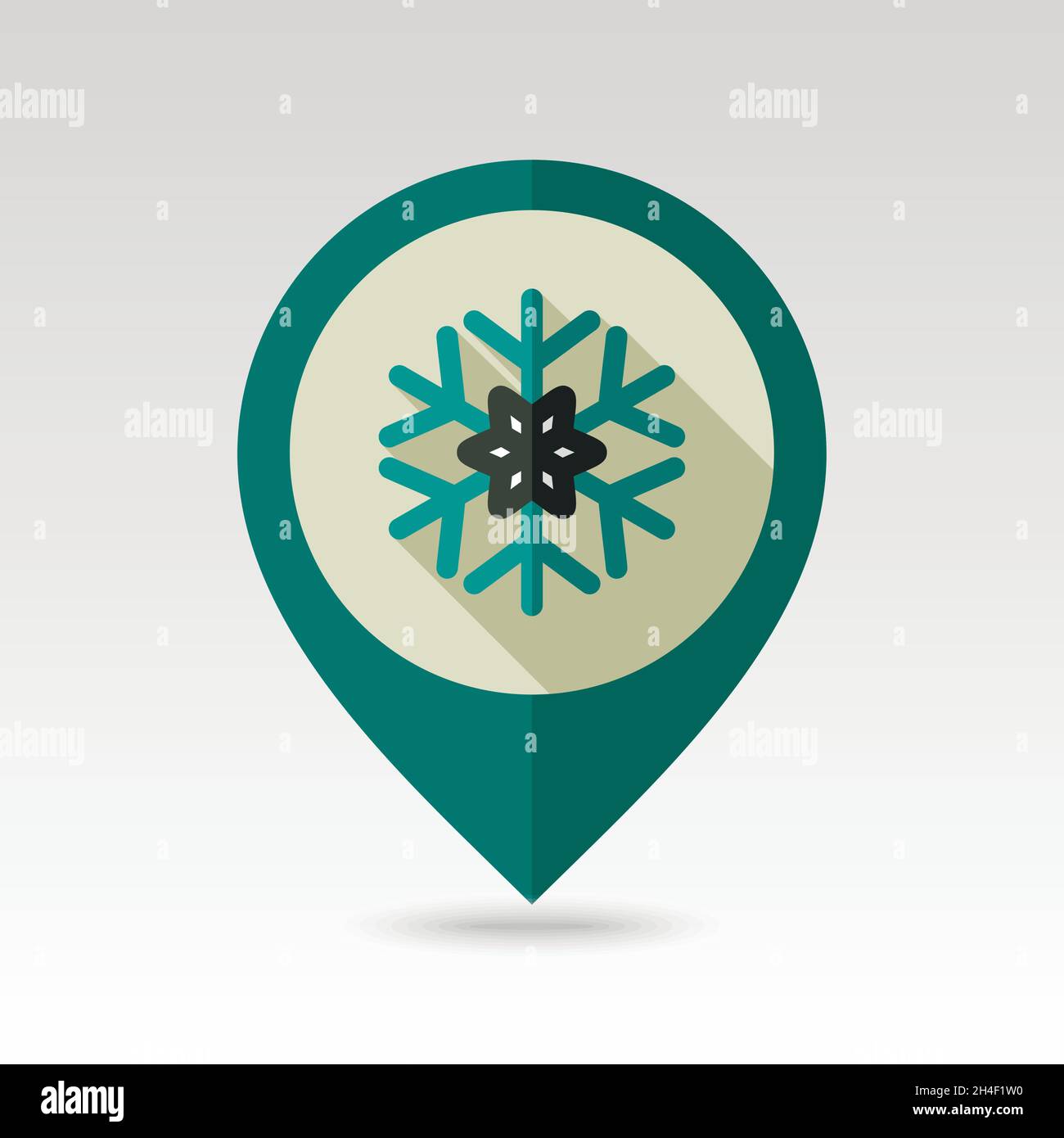 Modern Snowflake flat pin map icon. Map pointer. Map markers. Vector ...