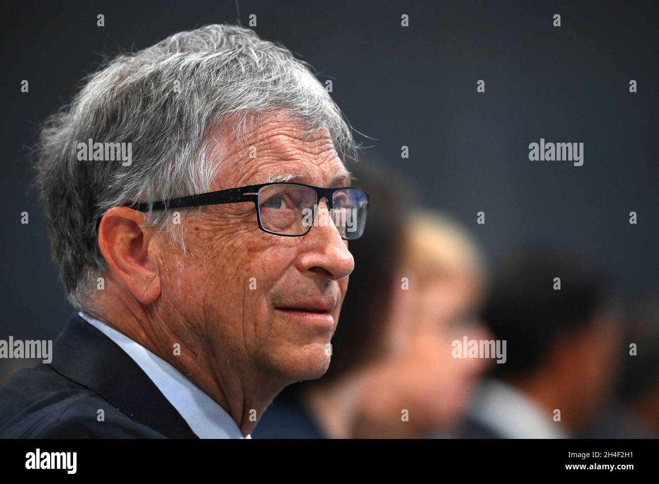 Bill Gates during a session on 'Accelerating clean technology innovation and deployment' with world leaders and individuals from the private sector during the Cop26 summit at the Scottish Event Campus (SEC) in Glasgow. Picture date: Tuesday November 2, 2021. Stock Photo