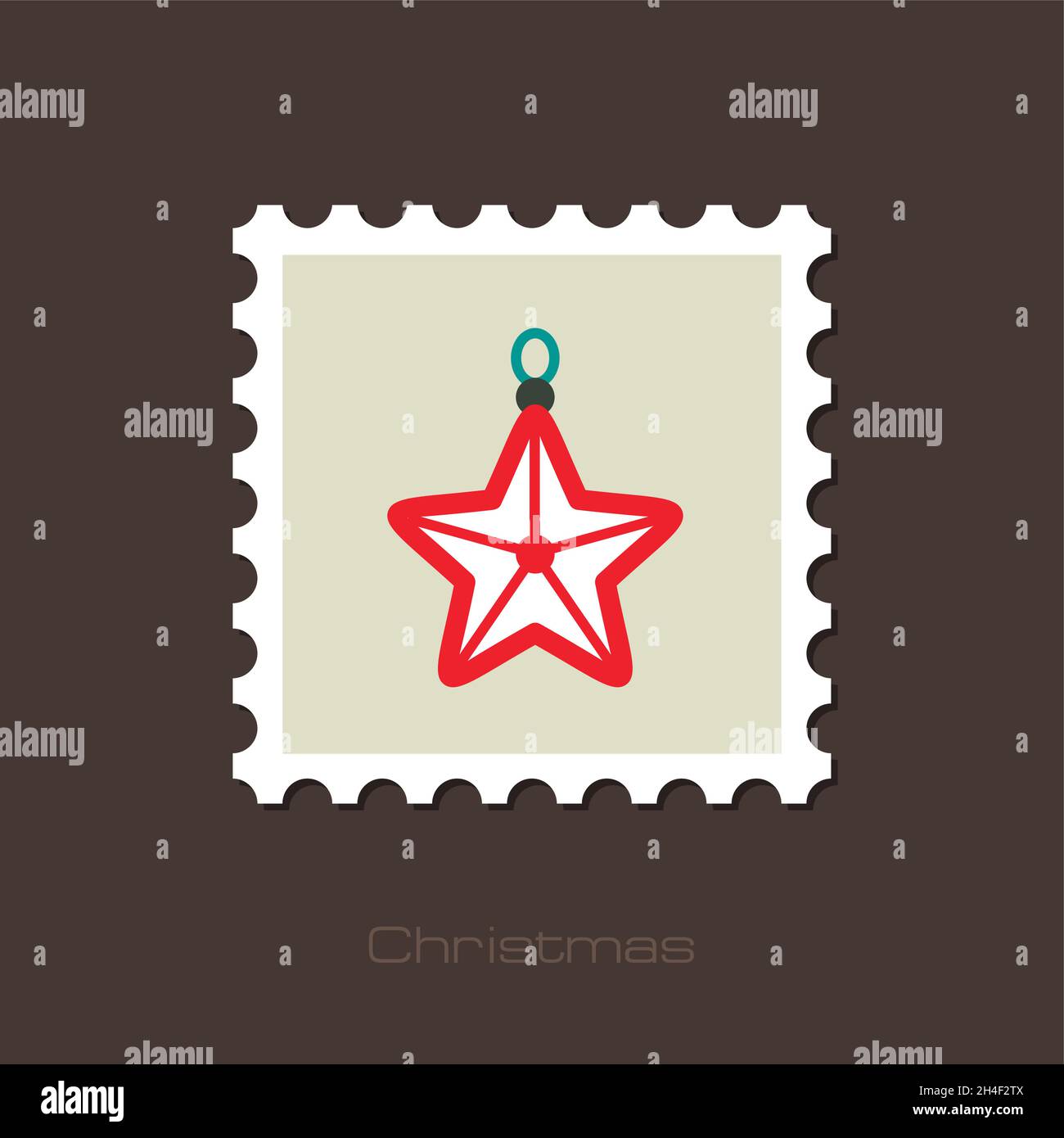Christmas Star flat stamp, vector illustration eps 10 Stock Vector