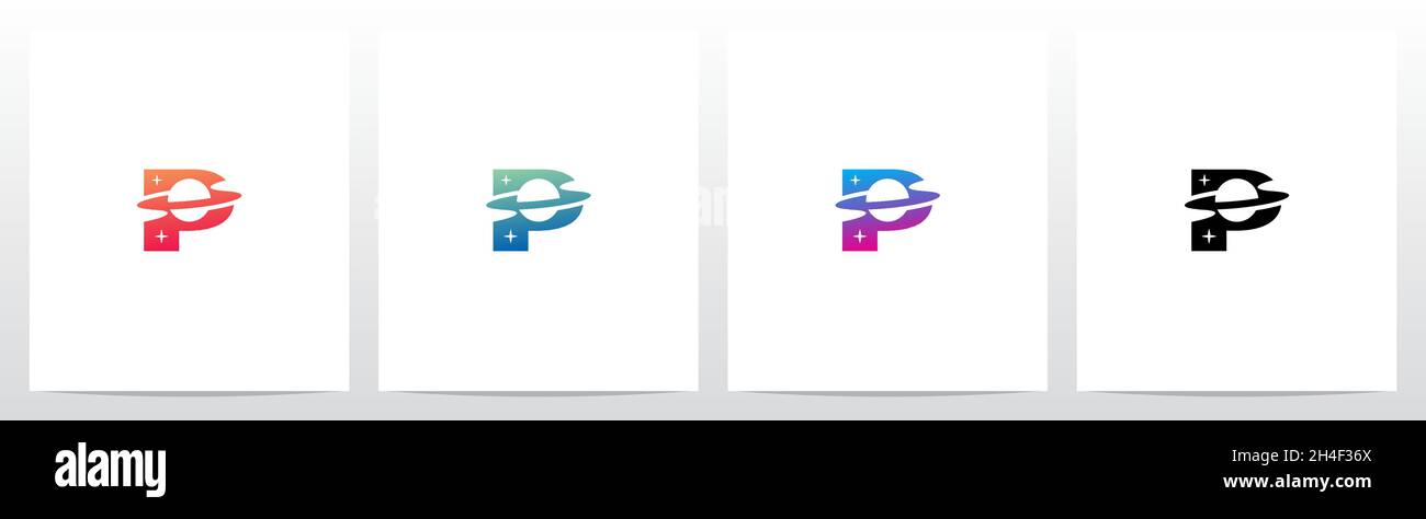 Saturn Planet On Letter Logo Design P Stock Vector Image & Art - Alamy