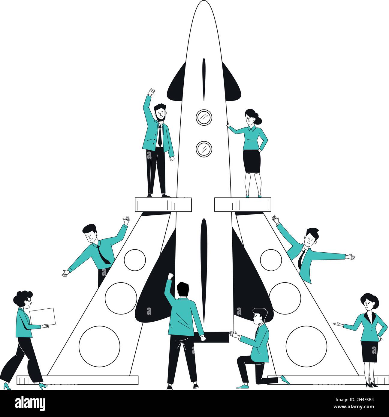 Innovation startup team. Company teamwork corporate project starting ...