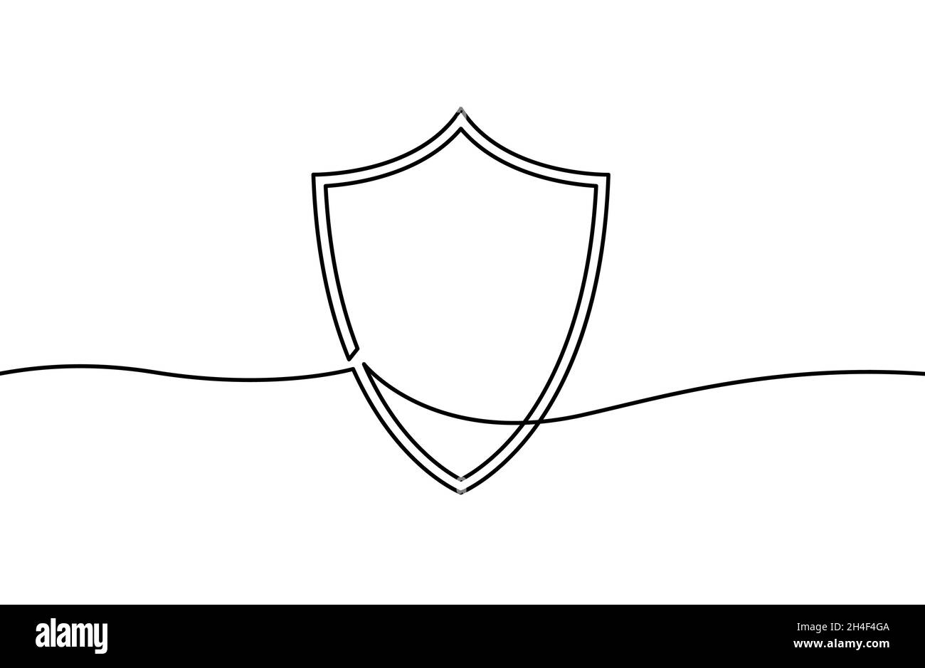 Continuous line drawing of shield. One line drawing background. Vector
