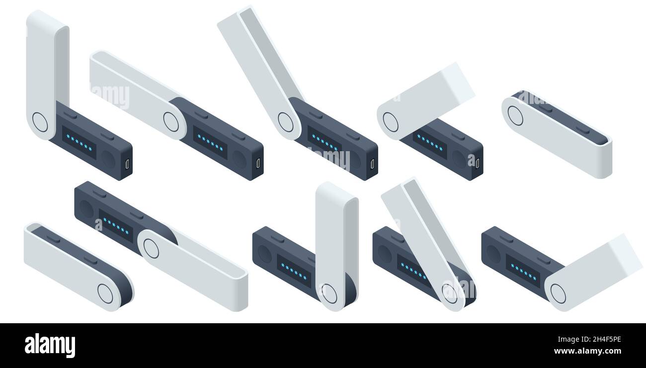 Isometric USB flash drives are hardware wallets. Personal Bitcoin wallet  for cryptocurrency, keeps your coins offline and protected. USB drive as  cold Stock Vector Image & Art - Alamy