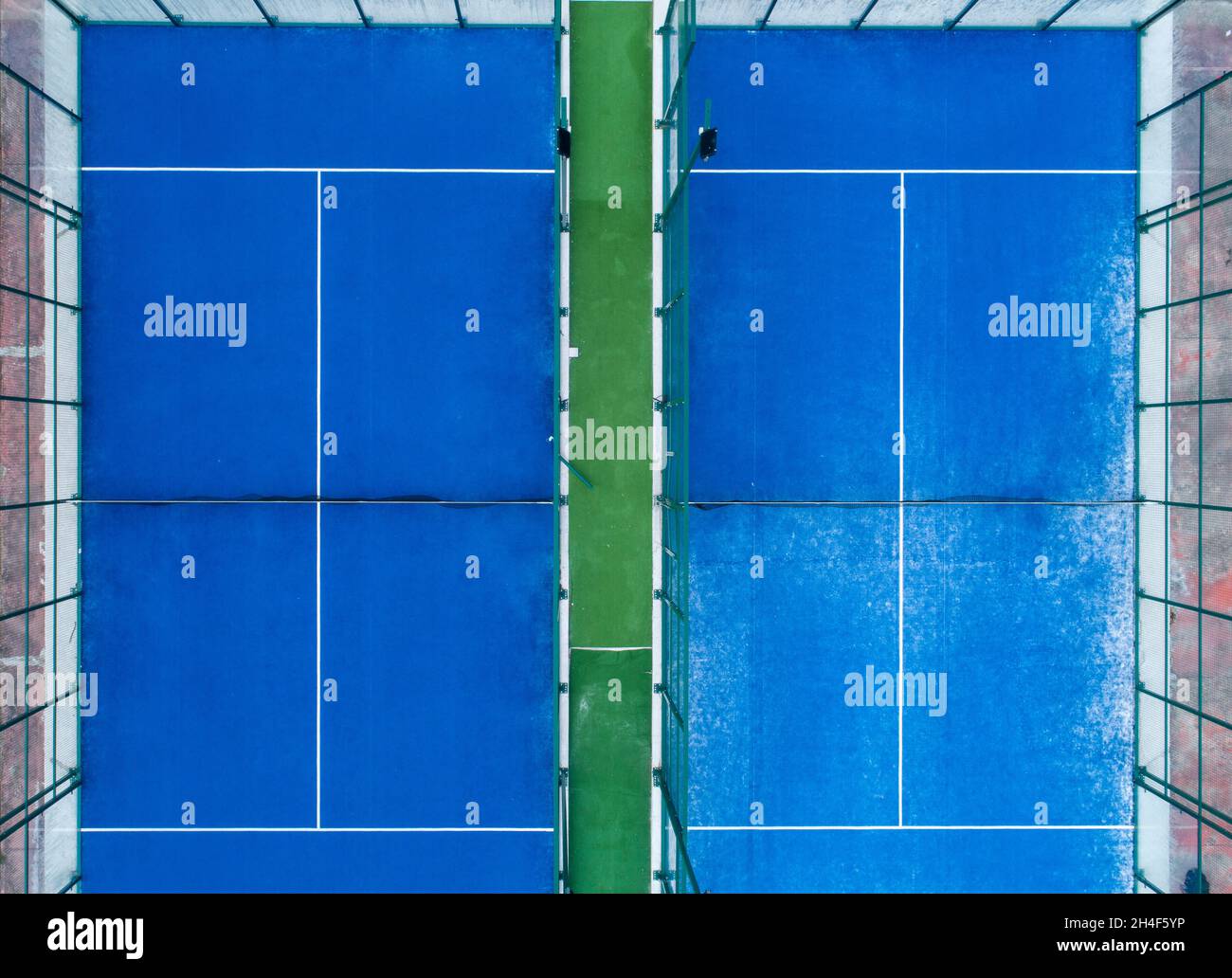 zenithal aerial view of two paddle tennis courts blue Stock Photo Alamy