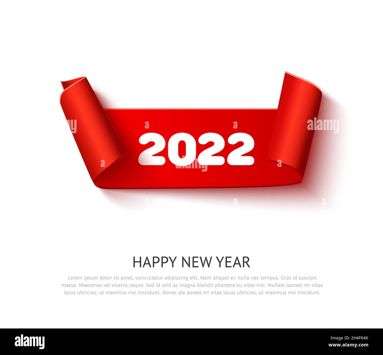 2022 New year banner. Red paper curl banner isolated on white ...