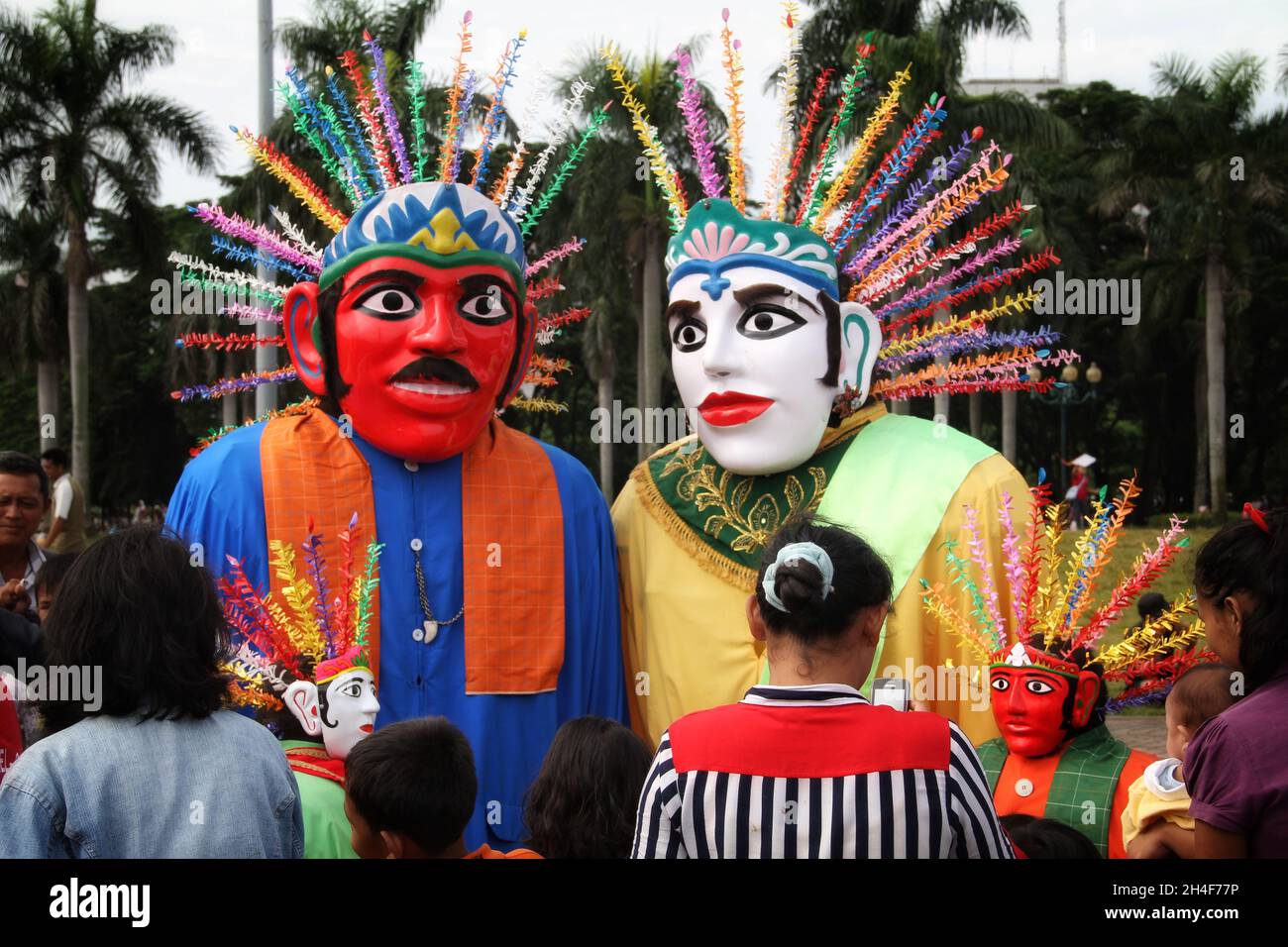 Ondel-Ondel, Large Puppets from Betawi, Jakarta, Indonesia. Stock Photo