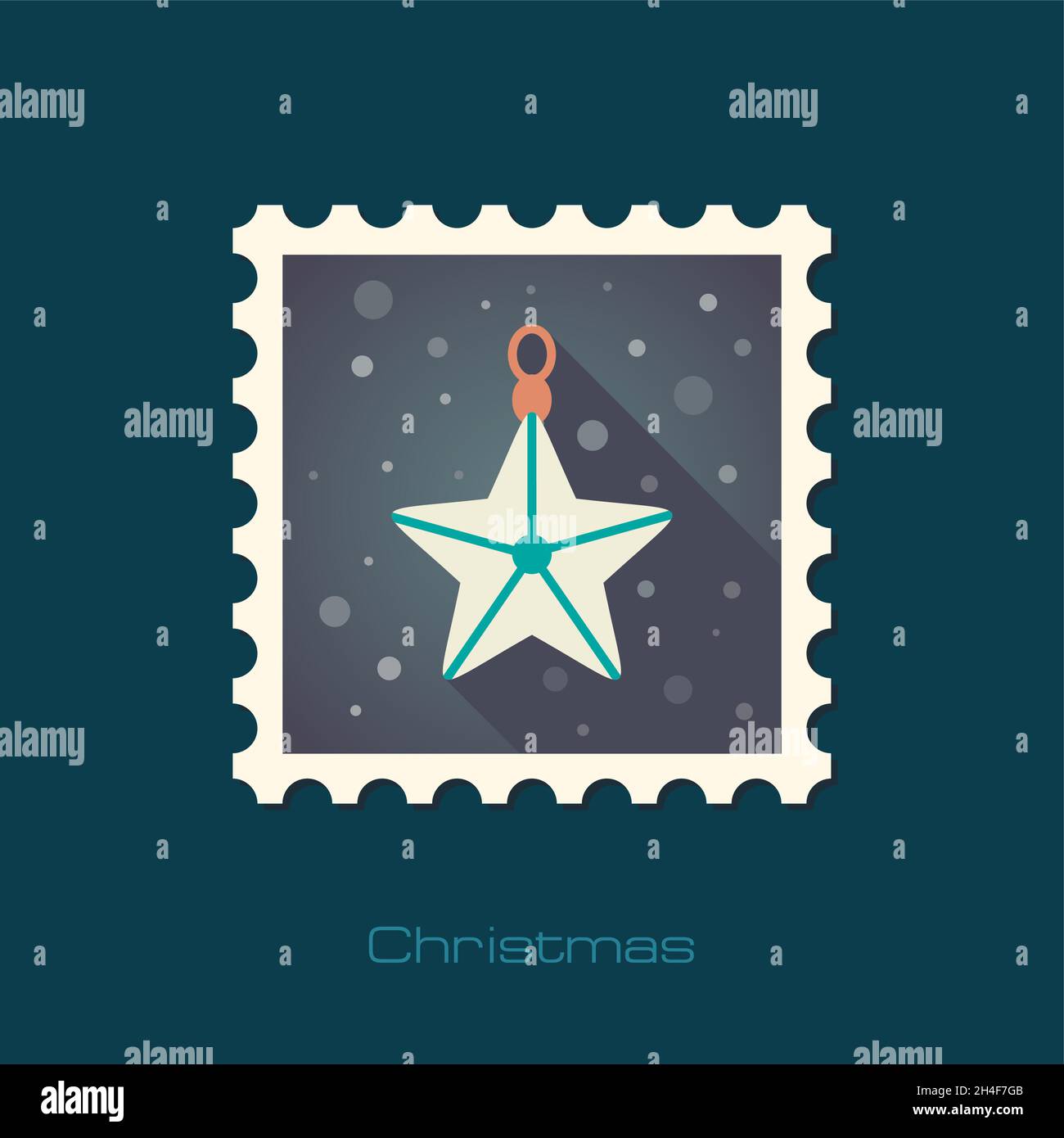 Christmas Star flat stamp, vector illustration eps 10 Stock Vector