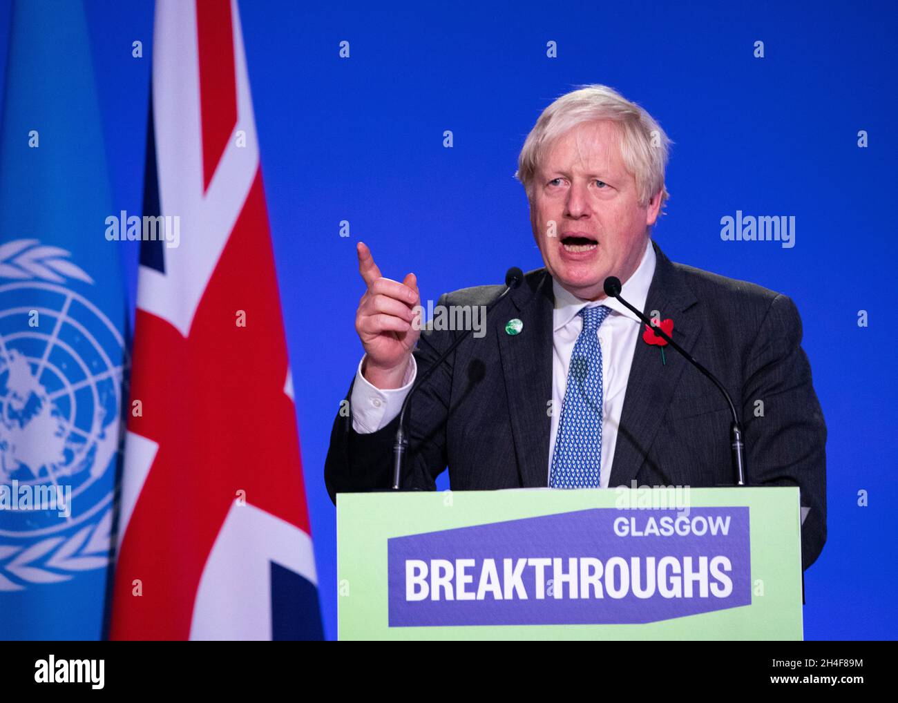 Glasgow, Scotland, UK. 2nd Nov, 2021. PICTURED: Rt Hon Boris Johnson MP, Prime Minister of the United Kingdom and Leader of the UK Conservative Party. World leaders come together at the COP26 Climate Change Conference in Glasgow this afternoon. Credit: Colin Fisher/Alamy Live News Stock Photo