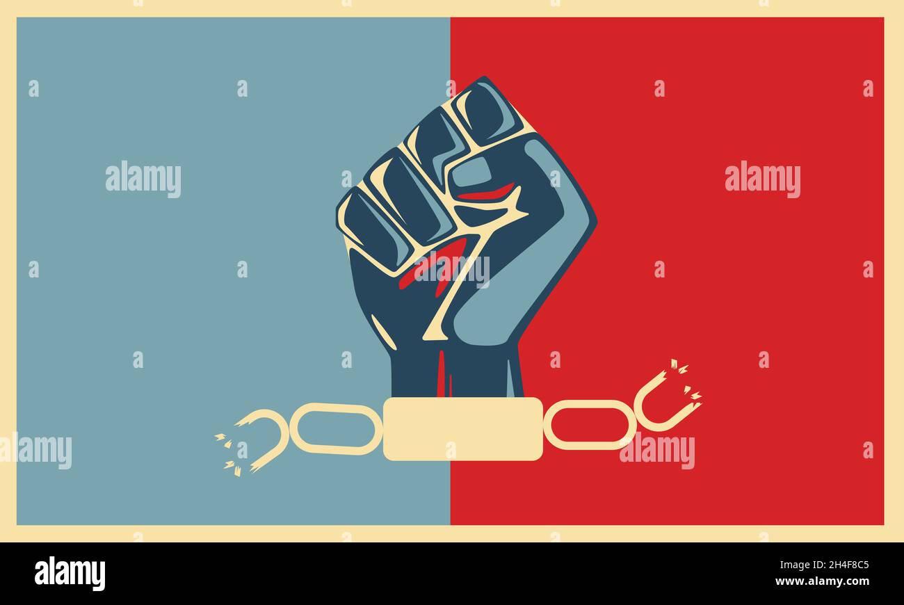 Vector illustration junetteenth isolated on red and blue background. Stock Vector