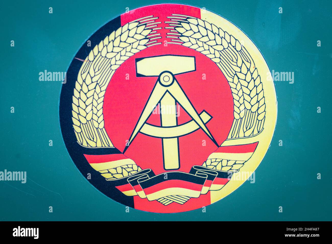 old emblem of the German Democratic Republic, the communist symbol of eastern Germany Stock Photo